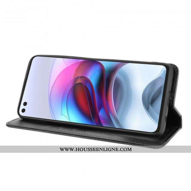 Flip Cover Moto G100 Effet Cuir Vintage Stylisé