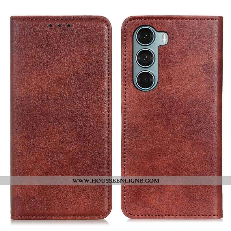 Flip Cover Moto G200 5G Cuir Litchi Fendu Texture
