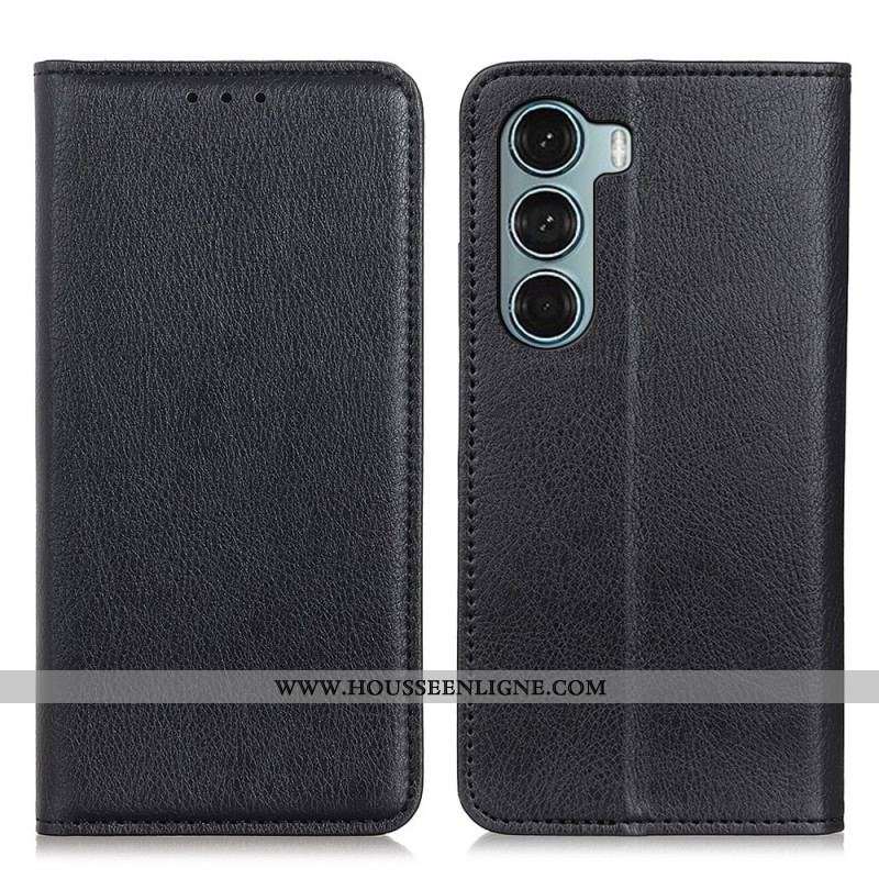 Flip Cover Moto G200 5G Cuir Litchi Fendu Texture