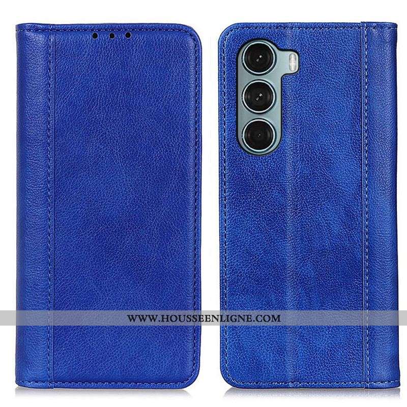 Flip Cover Moto G200 5G Version Cuir Litchi Fendu