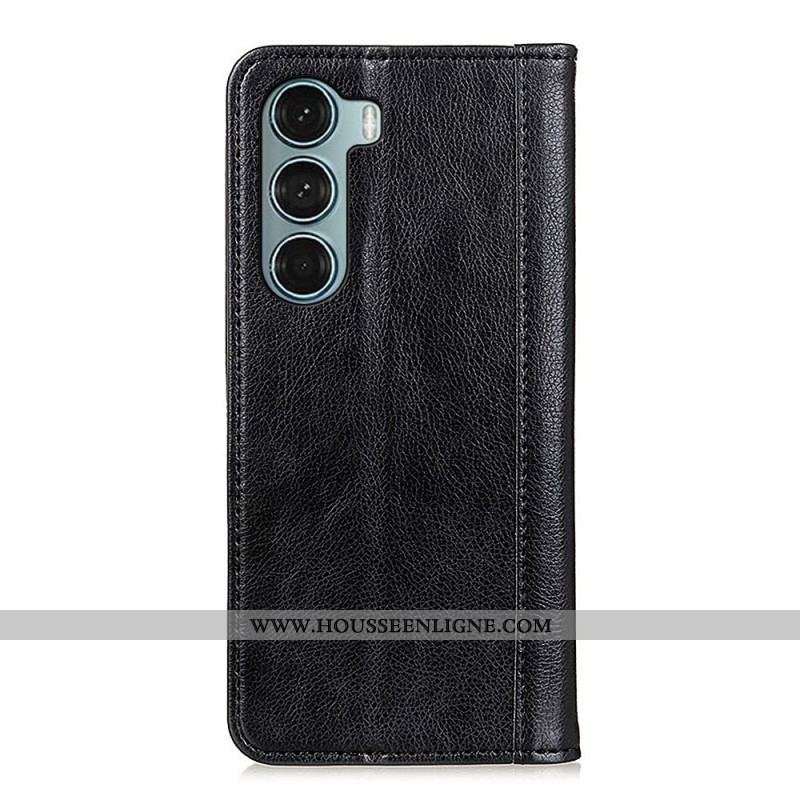 Flip Cover Moto G200 5G Version Cuir Litchi Fendu