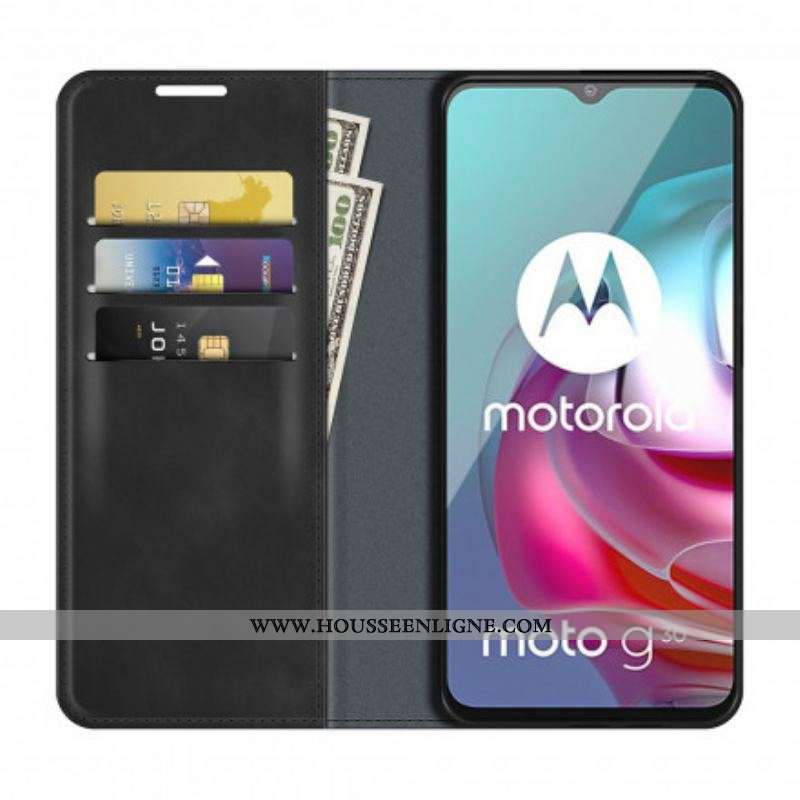Flip Cover Moto G30 / Moto G10 Effet Cuir Douceur Soie