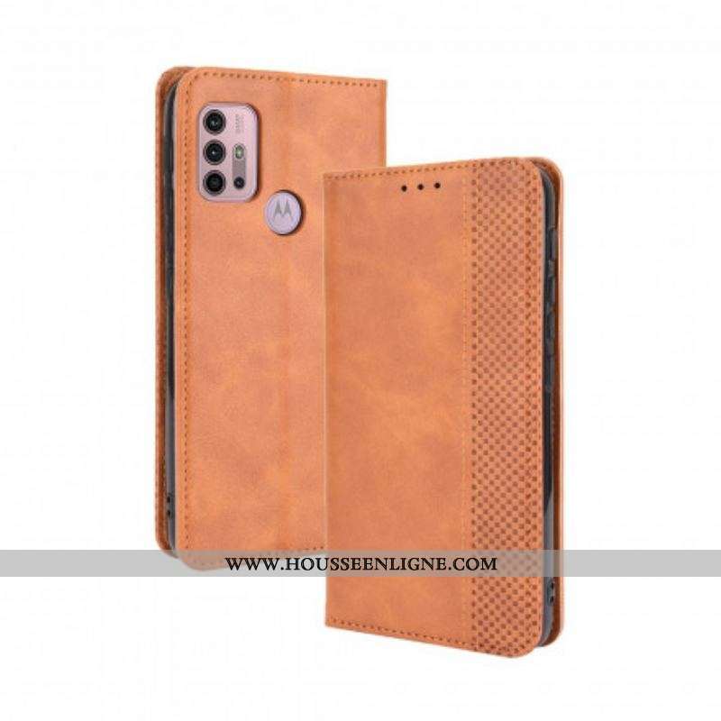 Flip Cover Moto G30 / Moto G10 Effet Cuir Vintage Stylisé