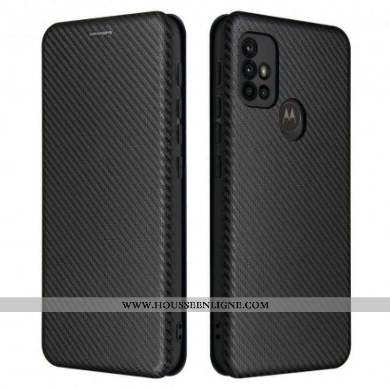Flip Cover Moto G30 / Moto G10 Silicone Carbone Coloré