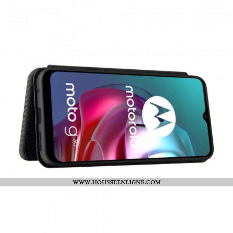 Flip Cover Moto G30 / Moto G10 Silicone Carbone Coloré