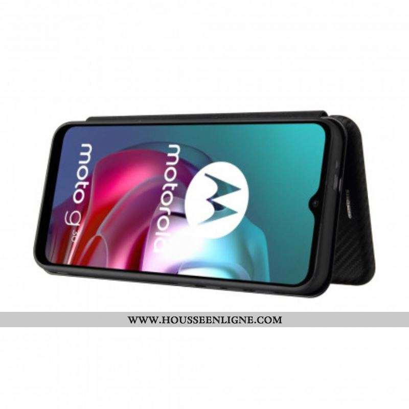 Flip Cover Moto G30 / Moto G10 Silicone Carbone Coloré
