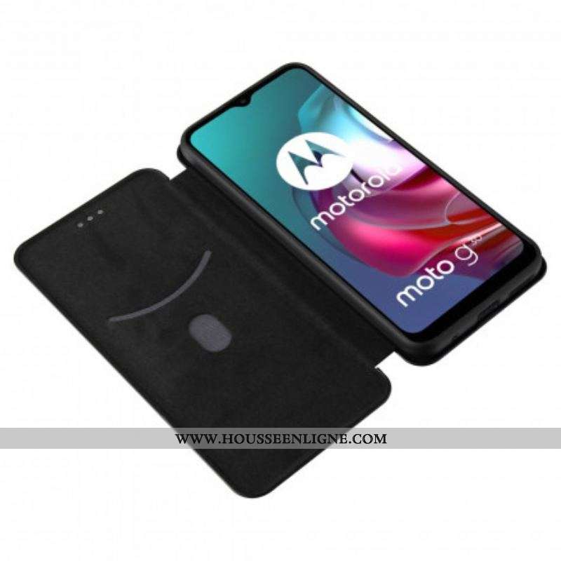 Flip Cover Moto G30 / Moto G10 Silicone Carbone Coloré