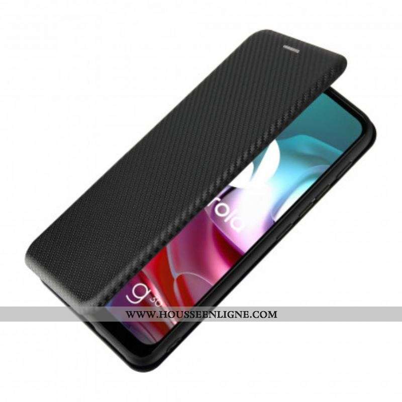 Flip Cover Moto G30 / Moto G10 Silicone Carbone Coloré
