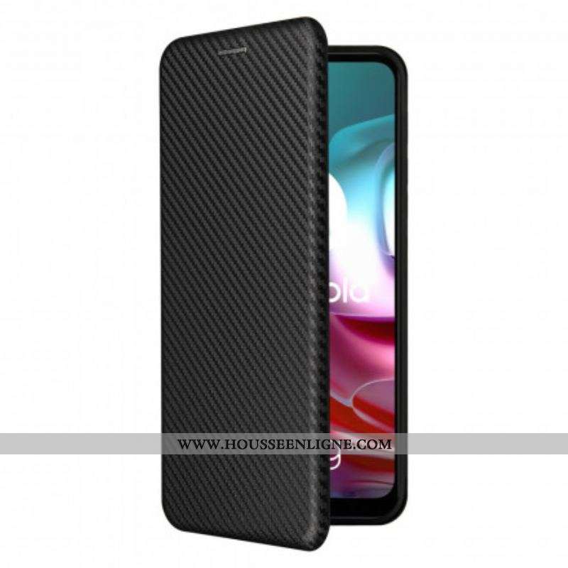 Flip Cover Moto G30 / Moto G10 Silicone Carbone Coloré