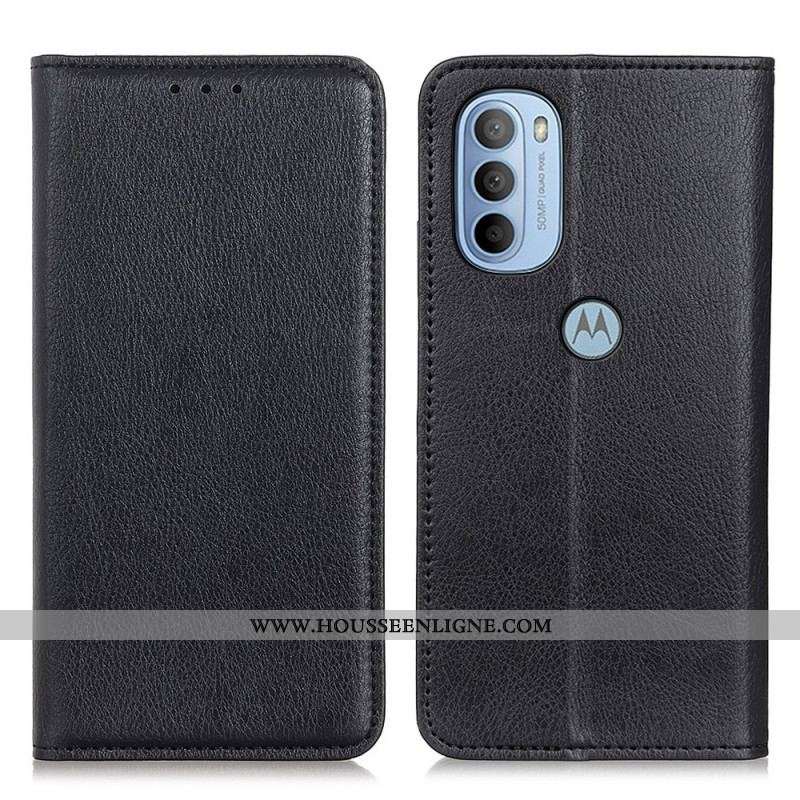 Flip Cover Moto G41 / G31 Cuir Fendu Mat