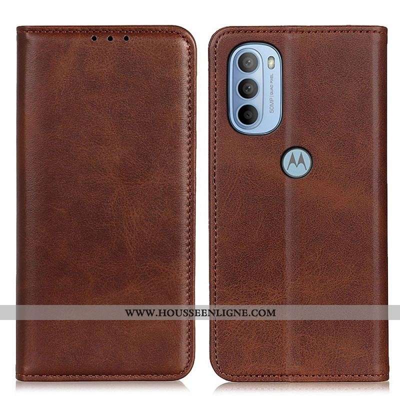 Flip Cover Moto G41 / G31 Cuir Litchi Fendu