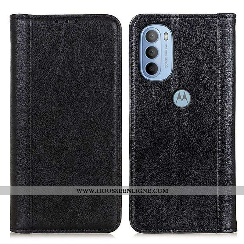 Flip Cover Moto G41 / G31 Cuir Litchi Fendu Élégance