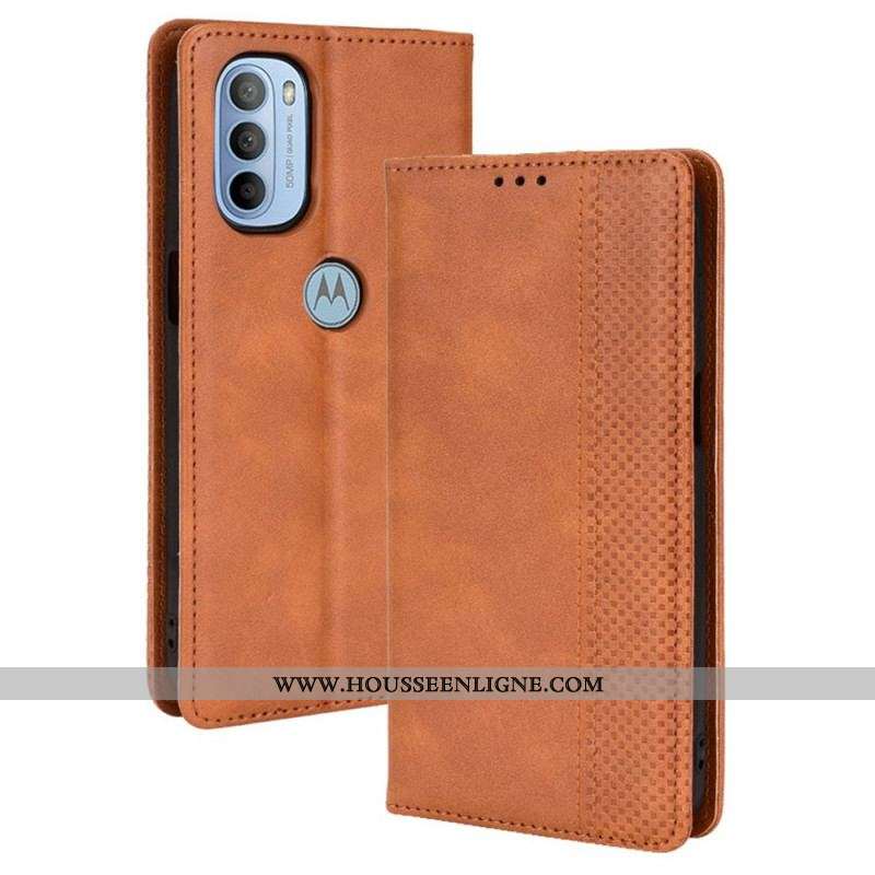 Flip Cover Moto G41 / G31 Effet Cuir Vintage Stylisé