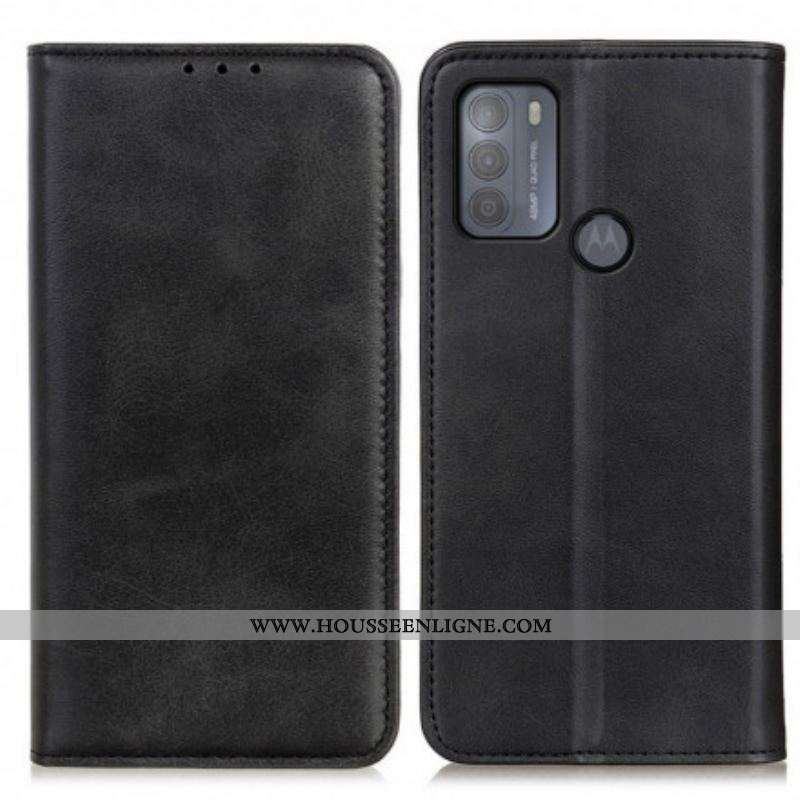 Flip Cover Moto G50 Cuir Fendu