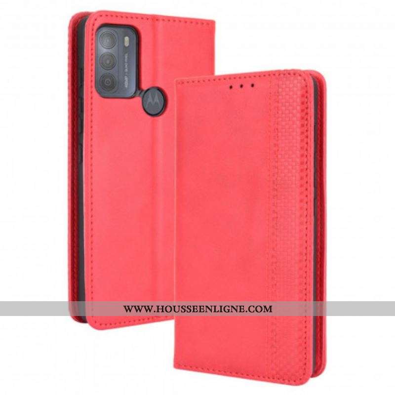 Flip Cover Moto G50 Effet Cuir Vintage Stylisé