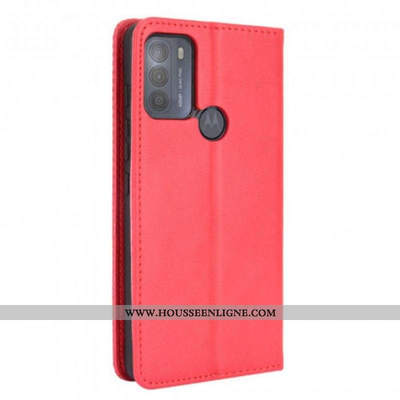 Flip Cover Moto G50 Effet Cuir Vintage Stylisé