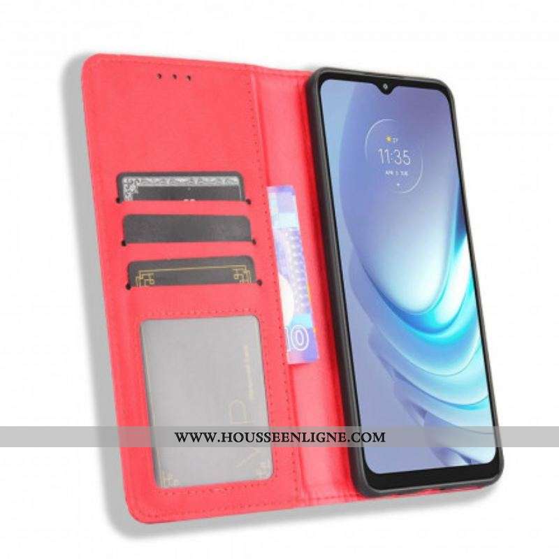 Flip Cover Moto G50 Effet Cuir Vintage Stylisé