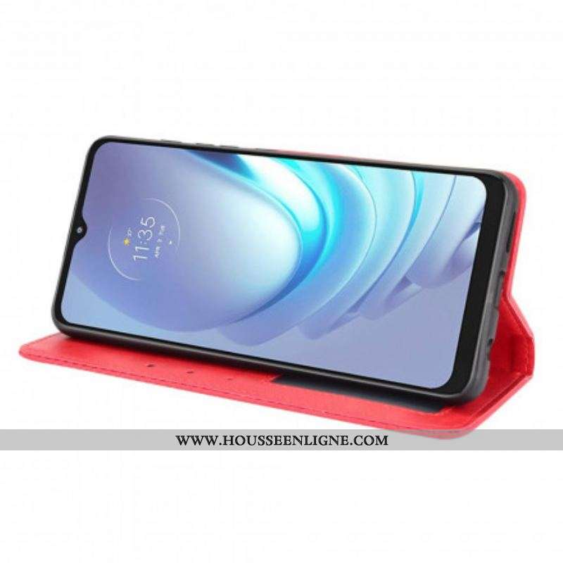 Flip Cover Moto G50 Effet Cuir Vintage Stylisé