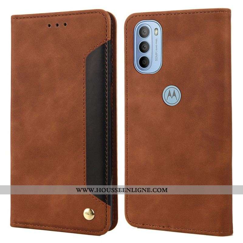 Flip Cover Moto G51 5G Effet Cuir Business Bicolore
