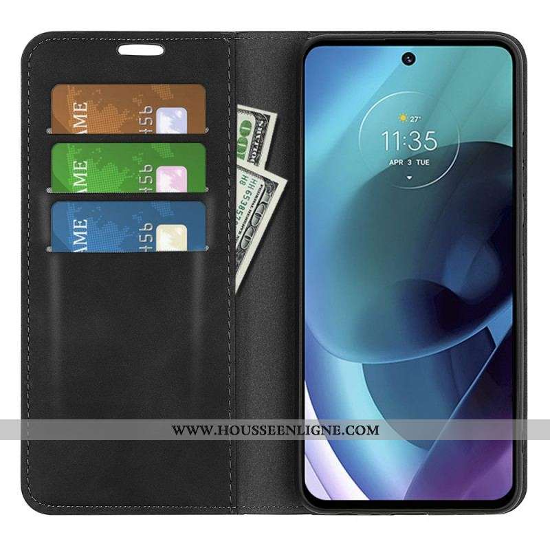 Flip Cover Moto G51 5G Effet Cuir Douceur Soie