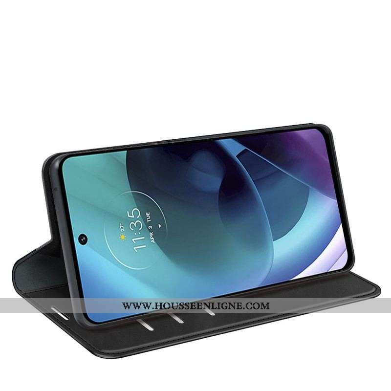 Flip Cover Moto G51 5G Effet Cuir Douceur Soie