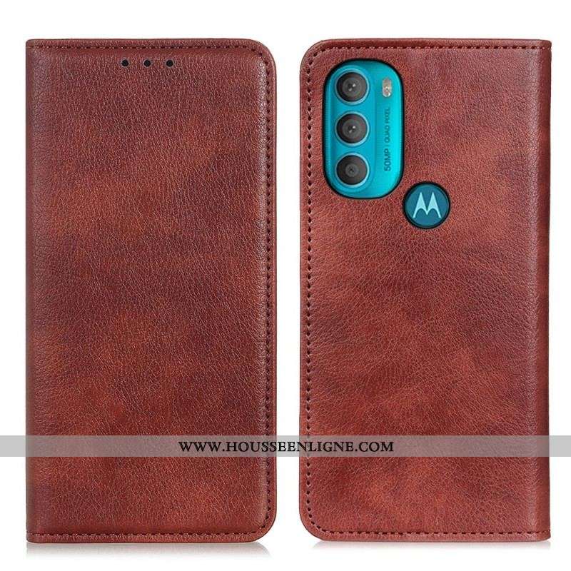 Flip Cover Moto G71 5G Cuir Fendu Texturé