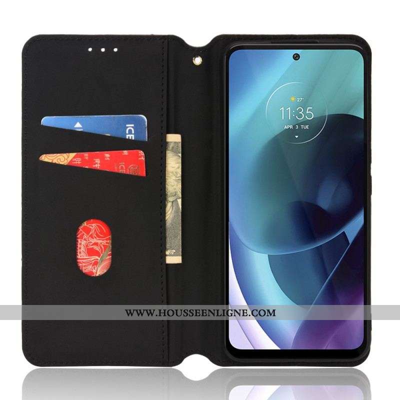 Flip Cover Moto G71 5G Effet Cuir Diamant