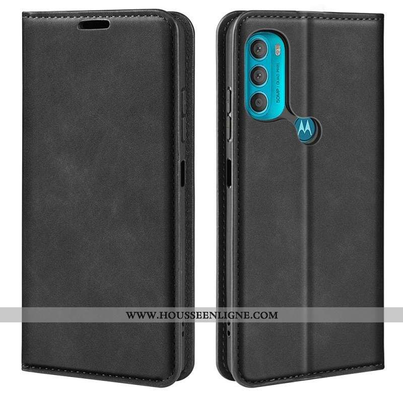 Flip Cover Moto G71 5G Effet Cuir Douceur Soie
