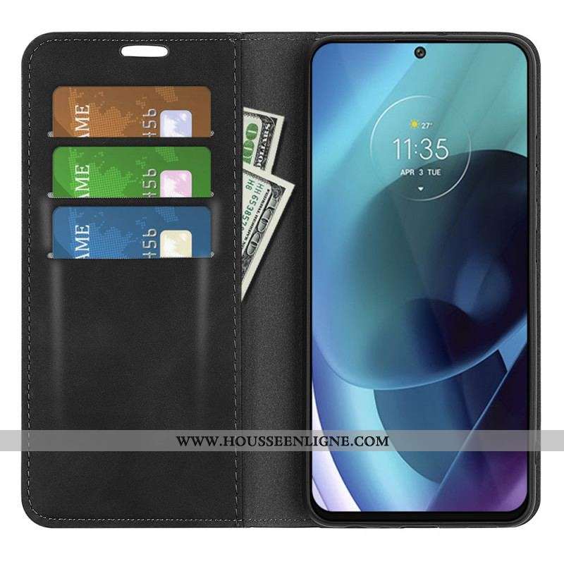 Flip Cover Moto G71 5G Effet Cuir Douceur Soie