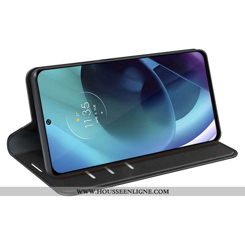 Flip Cover Moto G71 5G Effet Cuir Douceur Soie