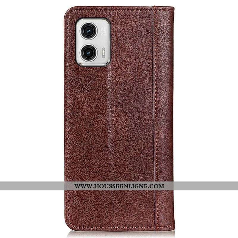 Flip Cover Moto G73 5G Cuir Fendu Stylé