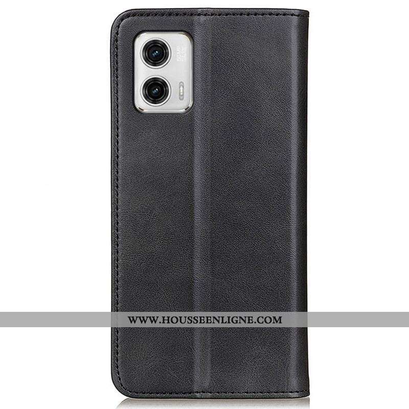 Flip Cover Moto G73 5G Cuir Fendu Élégance
