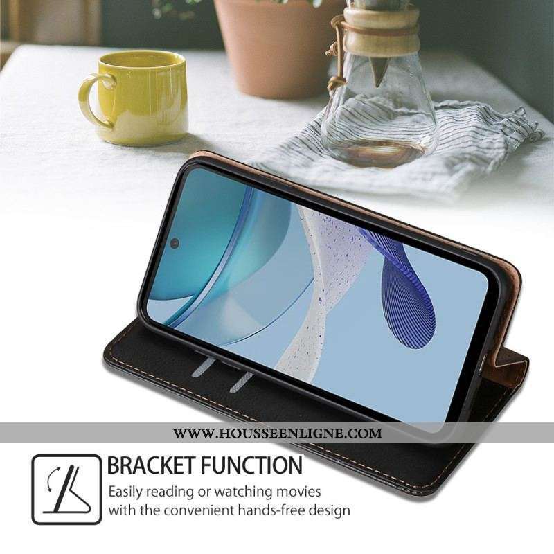 Flip Cover Moto G73 5G Simili Cuir Coutures