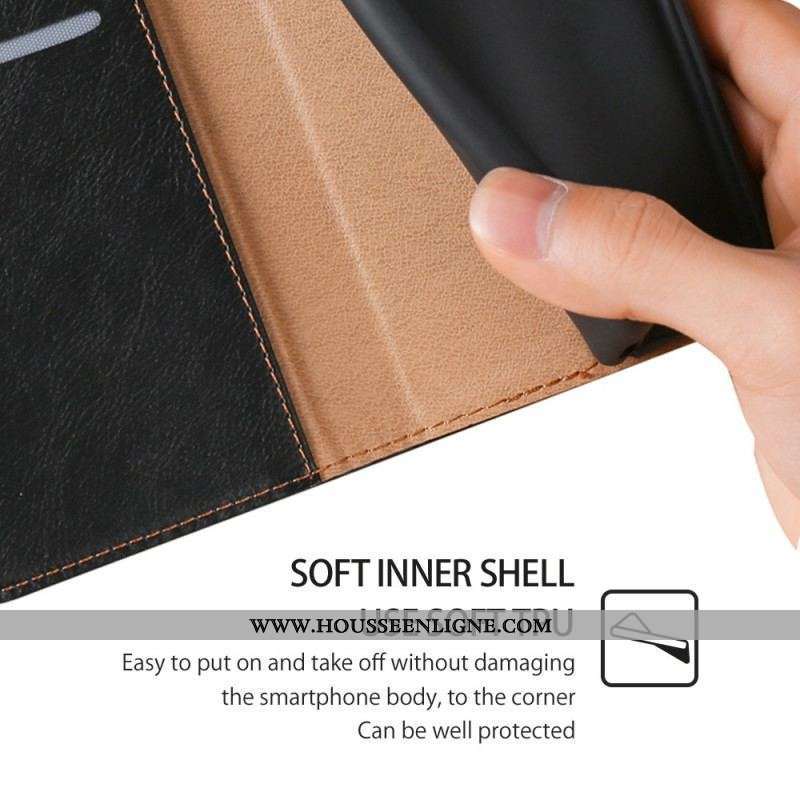 Flip Cover Moto G73 5G Simili Cuir Coutures