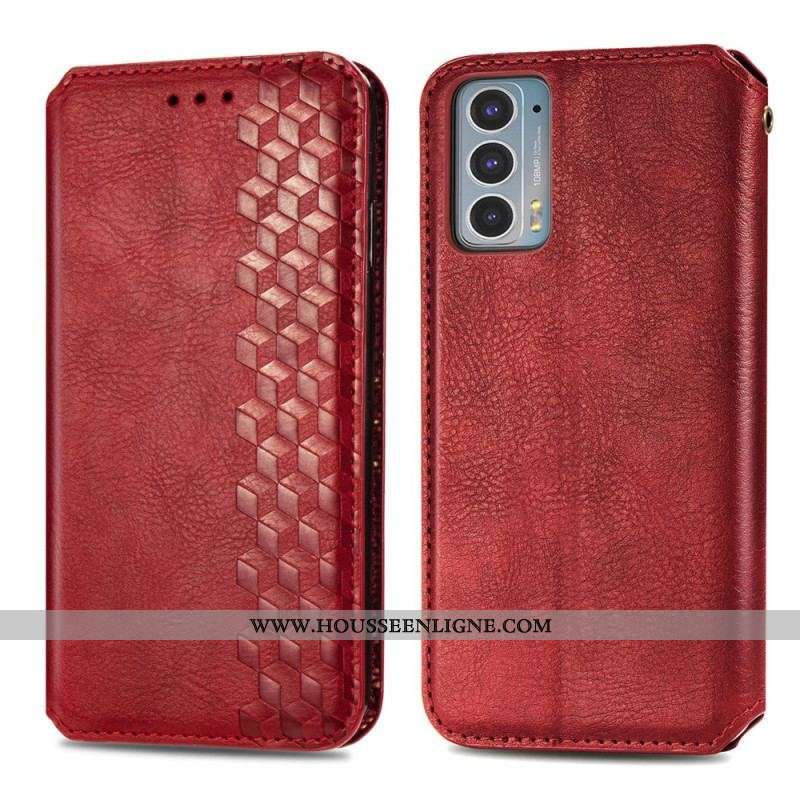 Flip Cover Motorola Edge 20 Effet Cuir Texture Diamant