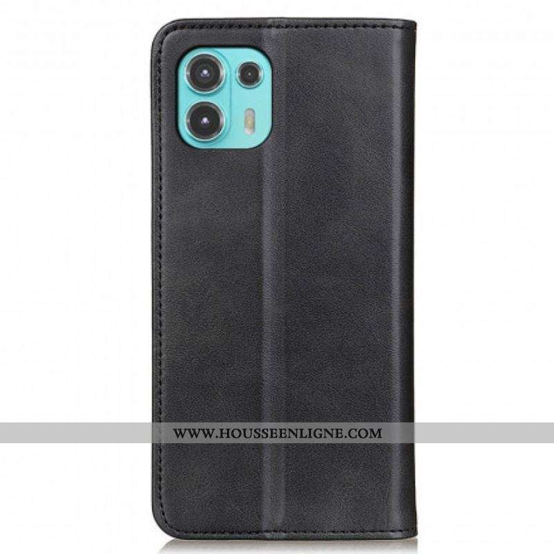 Flip Cover Motorola Edge 20 Lite Cuir Fendu Design