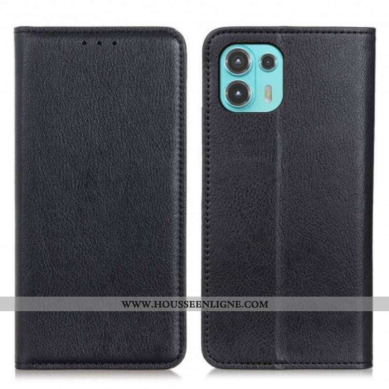 Flip Cover Motorola Edge 20 Lite Cuir Litchi Fendu Élégance