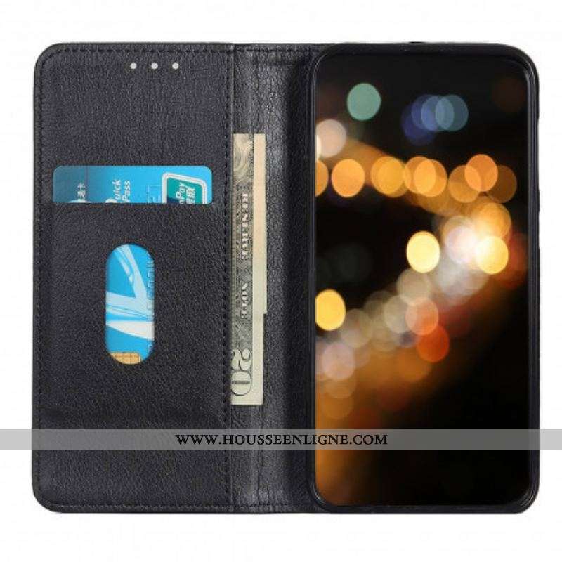 Flip Cover Motorola Edge 20 Lite Cuir Litchi Fendu Élégance