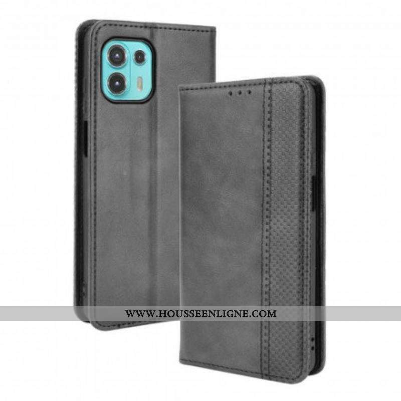 Flip Cover Motorola Edge 20 Lite Effet Cuir Vintage Stylisé