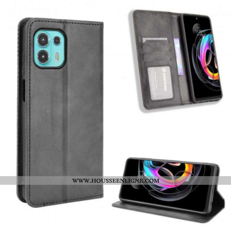 Flip Cover Motorola Edge 20 Lite Effet Cuir Vintage Stylisé
