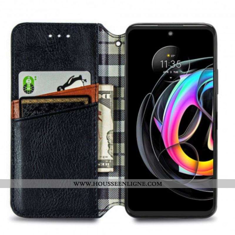 Flip Cover Motorola Edge 20 Lite Simili Cuir Texture Diamant