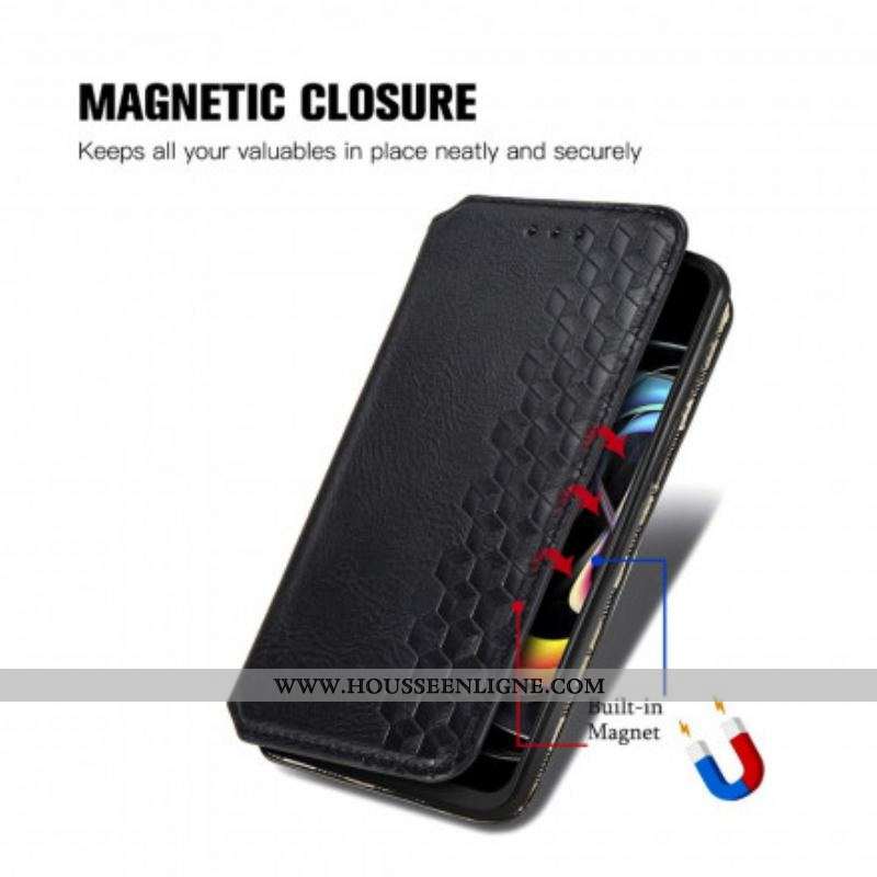 Flip Cover Motorola Edge 20 Lite Simili Cuir Texture Diamant