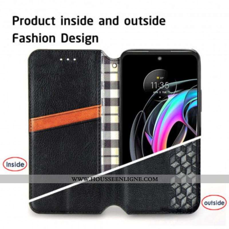 Flip Cover Motorola Edge 20 Lite Simili Cuir Texture Diamant