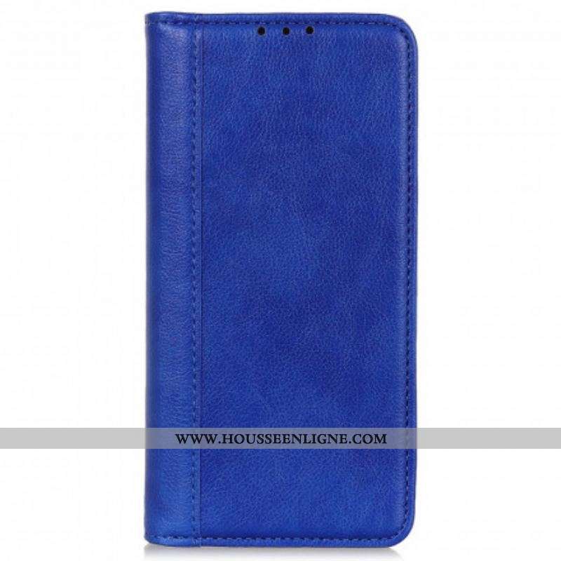 Flip Cover Motorola Edge 20 Lite Version Cuir Litchi Fendu
