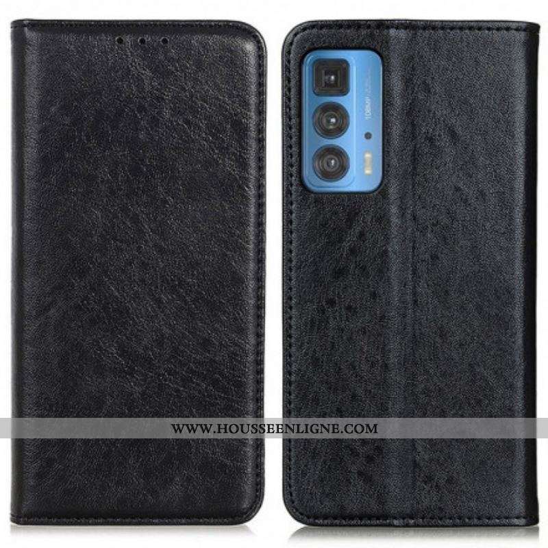 Flip Cover Motorola Edge 20 Pro Cuir Fendu Texturé