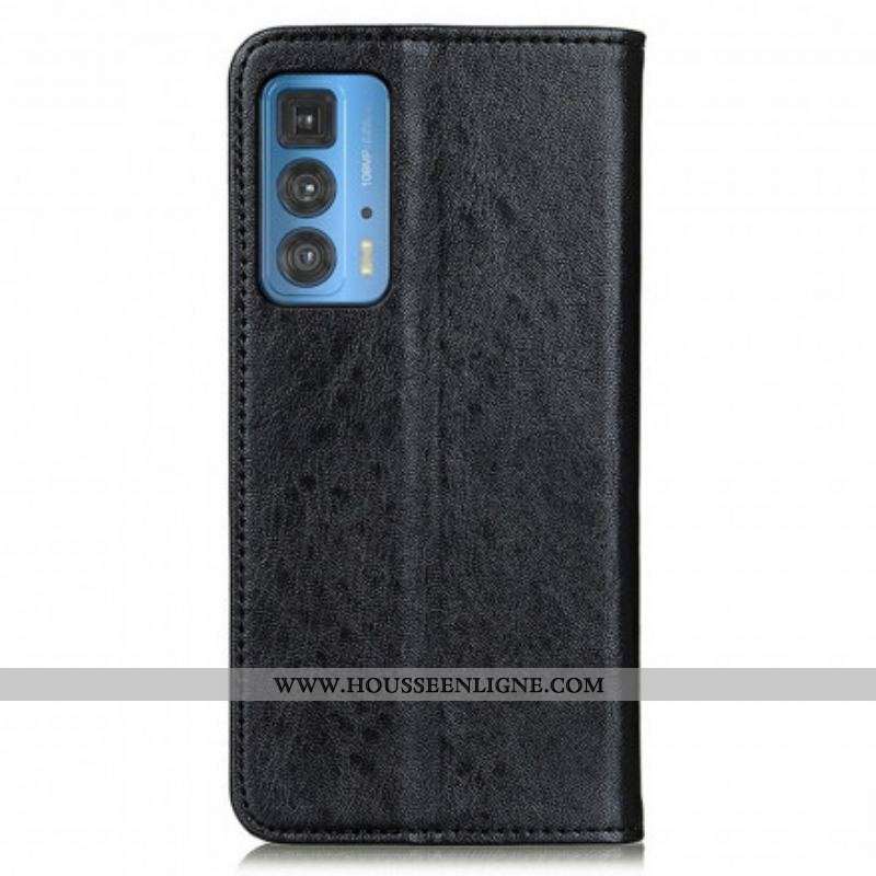 Flip Cover Motorola Edge 20 Pro Cuir Fendu Texturé