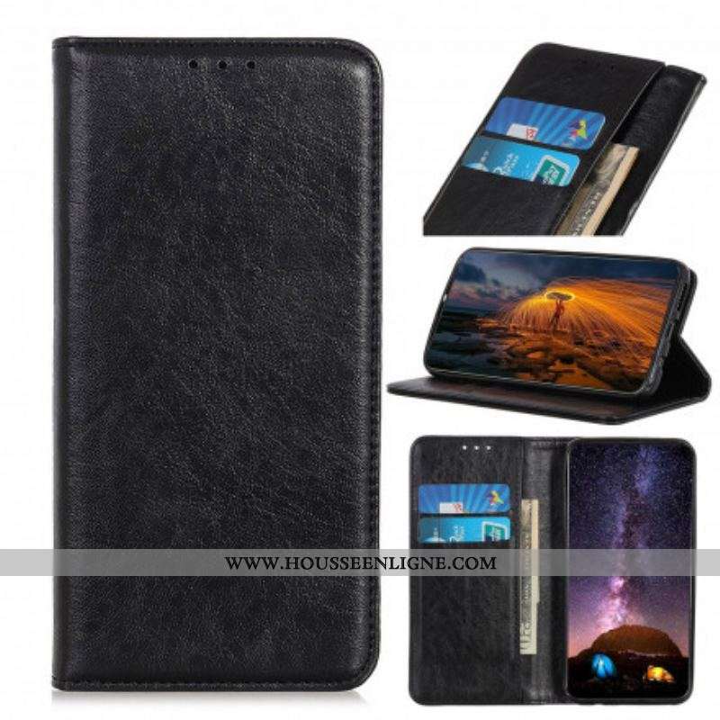 Flip Cover Motorola Edge 20 Pro Cuir Fendu Texturé