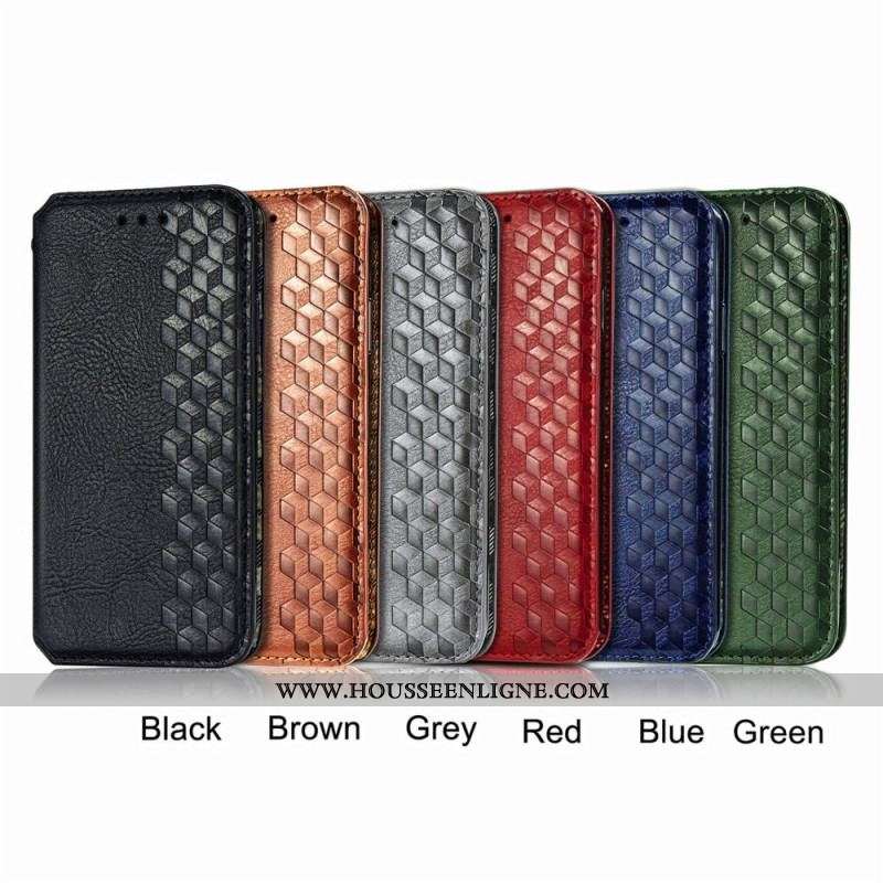 Flip Cover Motorola Edge 20 Pro Effet Cuir Texture Diamant