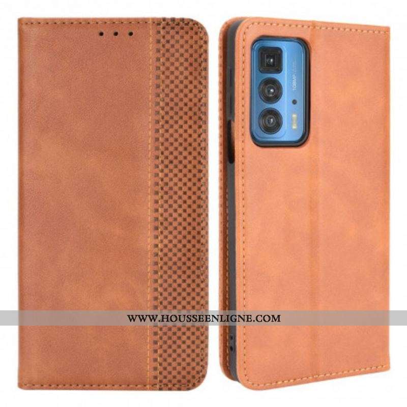 Flip Cover Motorola Edge 20 Pro Effet Cuir Vintage Stylisé
