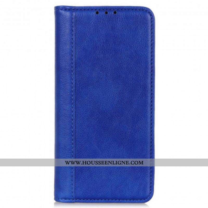 Flip Cover Motorola Edge 20 Pro Version Cuir Litchi Fendu